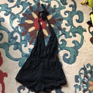Black backless romper